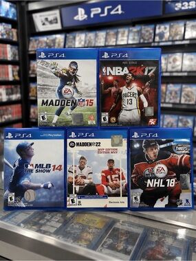PS4 Sports Game Bundle Lot of 5 Madden NHL NBA MLB PlayStation 4